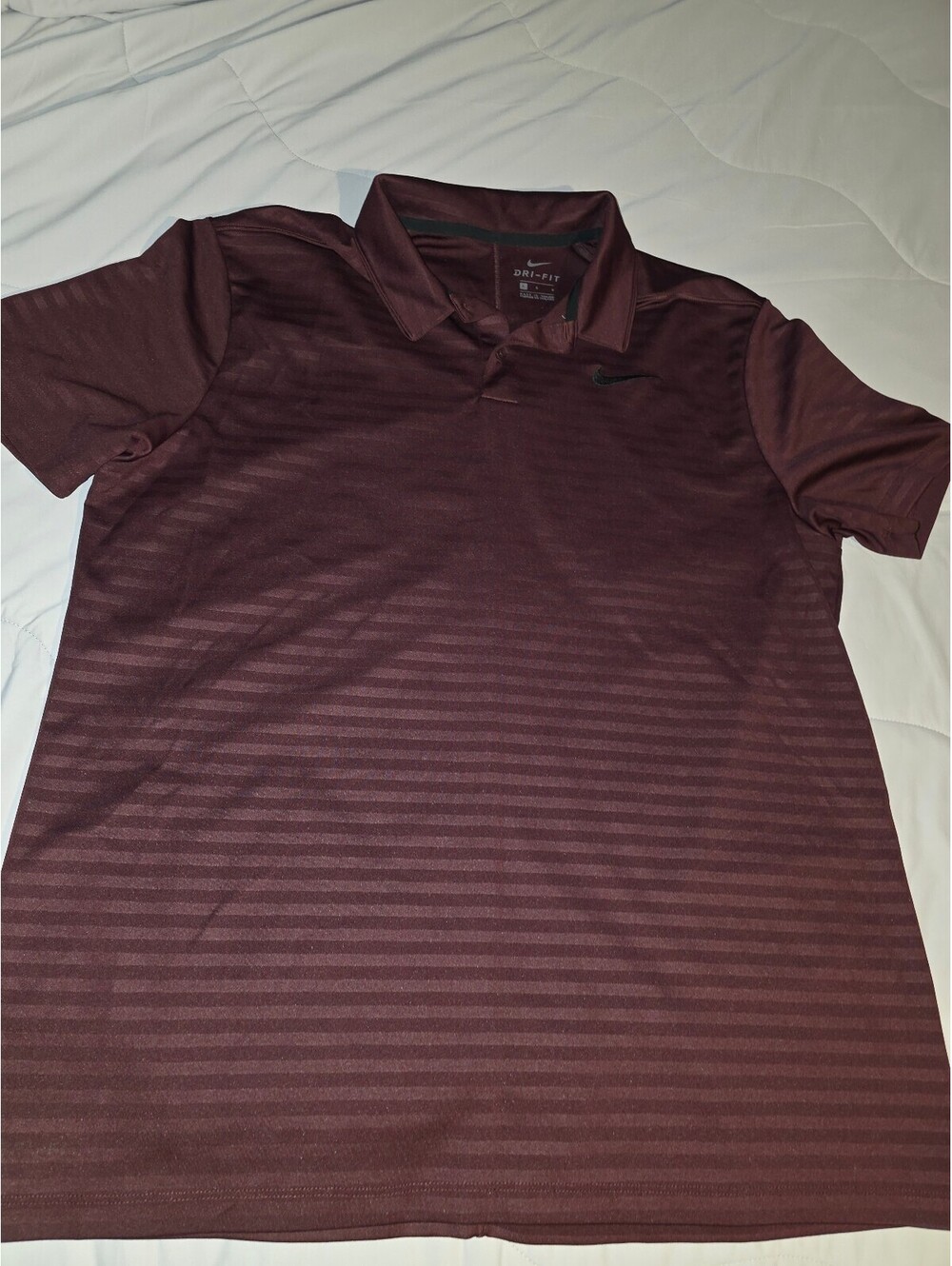 Nike Dri Fit Burgundy Stripped - Polo Golf  - Large